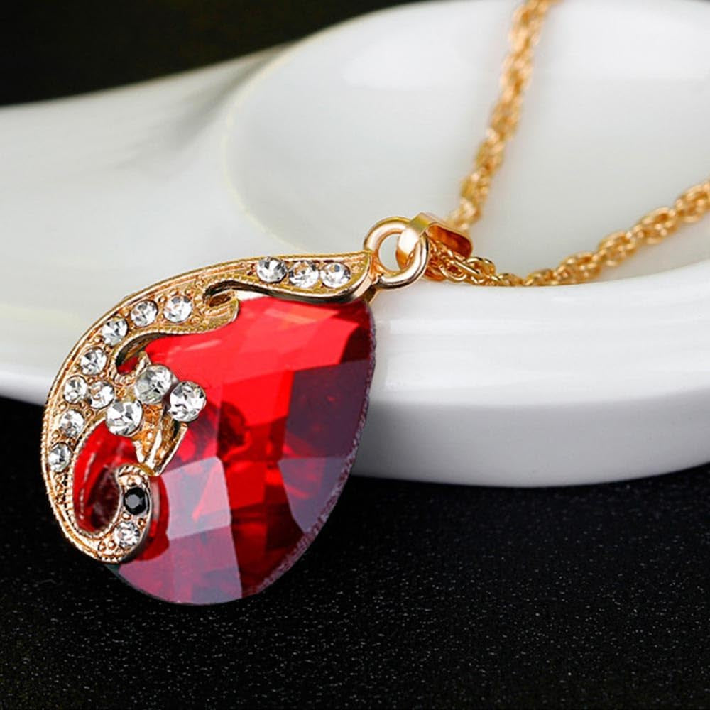 Teardrop Crystal Jewelry Set (Red) ( Usa Express )