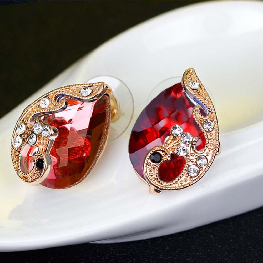 Teardrop Crystal Jewelry Set (Red) ( Usa Express )
