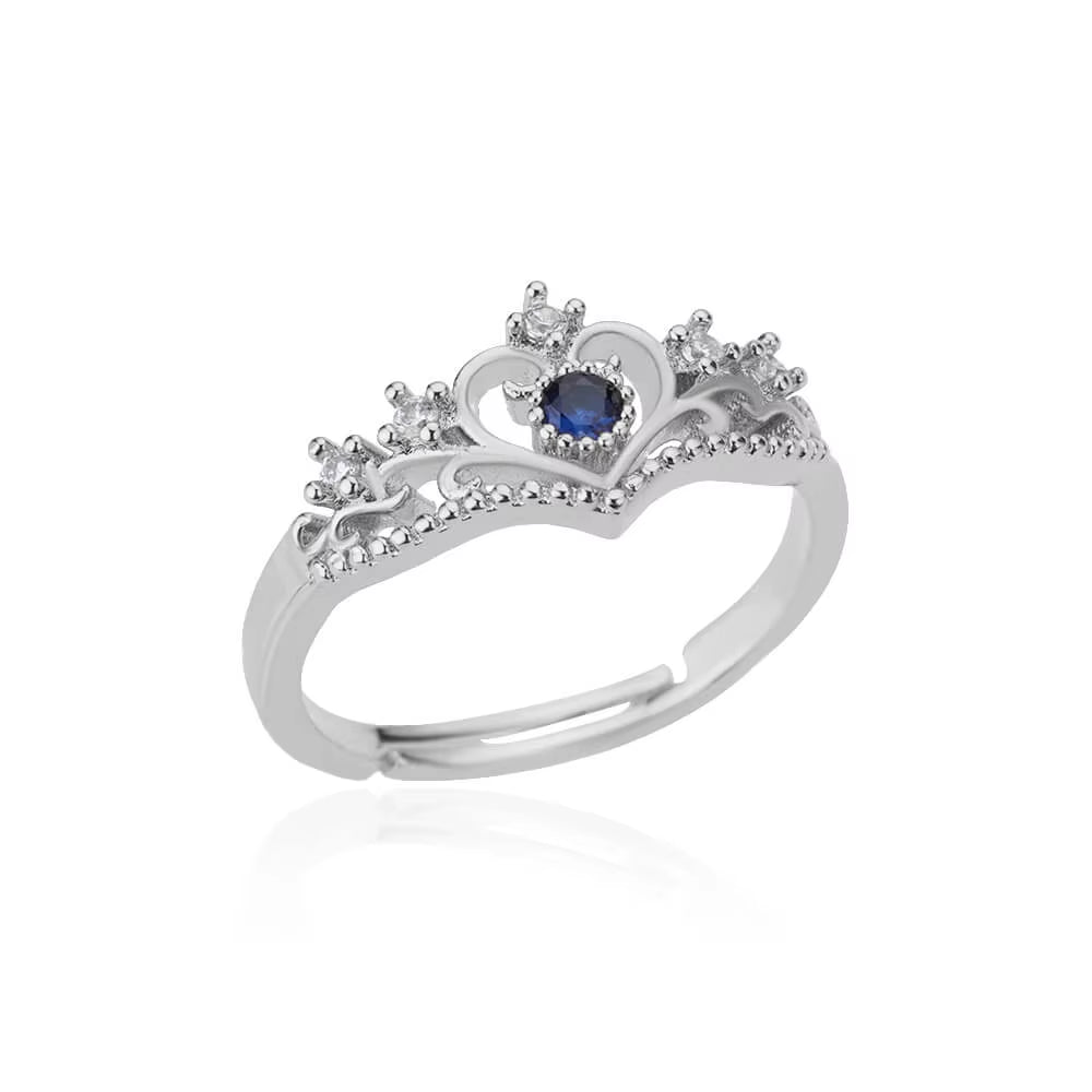 Blue Zircon Crown Adjustable Rings for Women ( Standard Delivery )