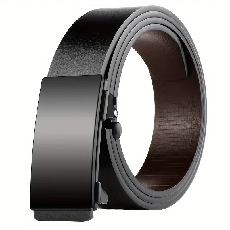 Black Automatic Buckle Business Leather Belt Pointed Toe Shallow High Heel Shoe ( Standard Delivery )