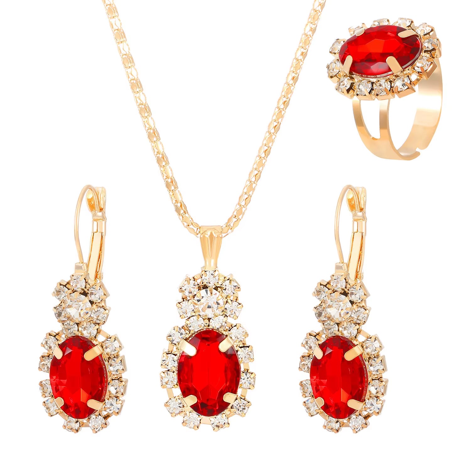 3Pcs Oval Cut Cubic Zirconia Jewelry Set Gift for Her ( Standard Delivery )