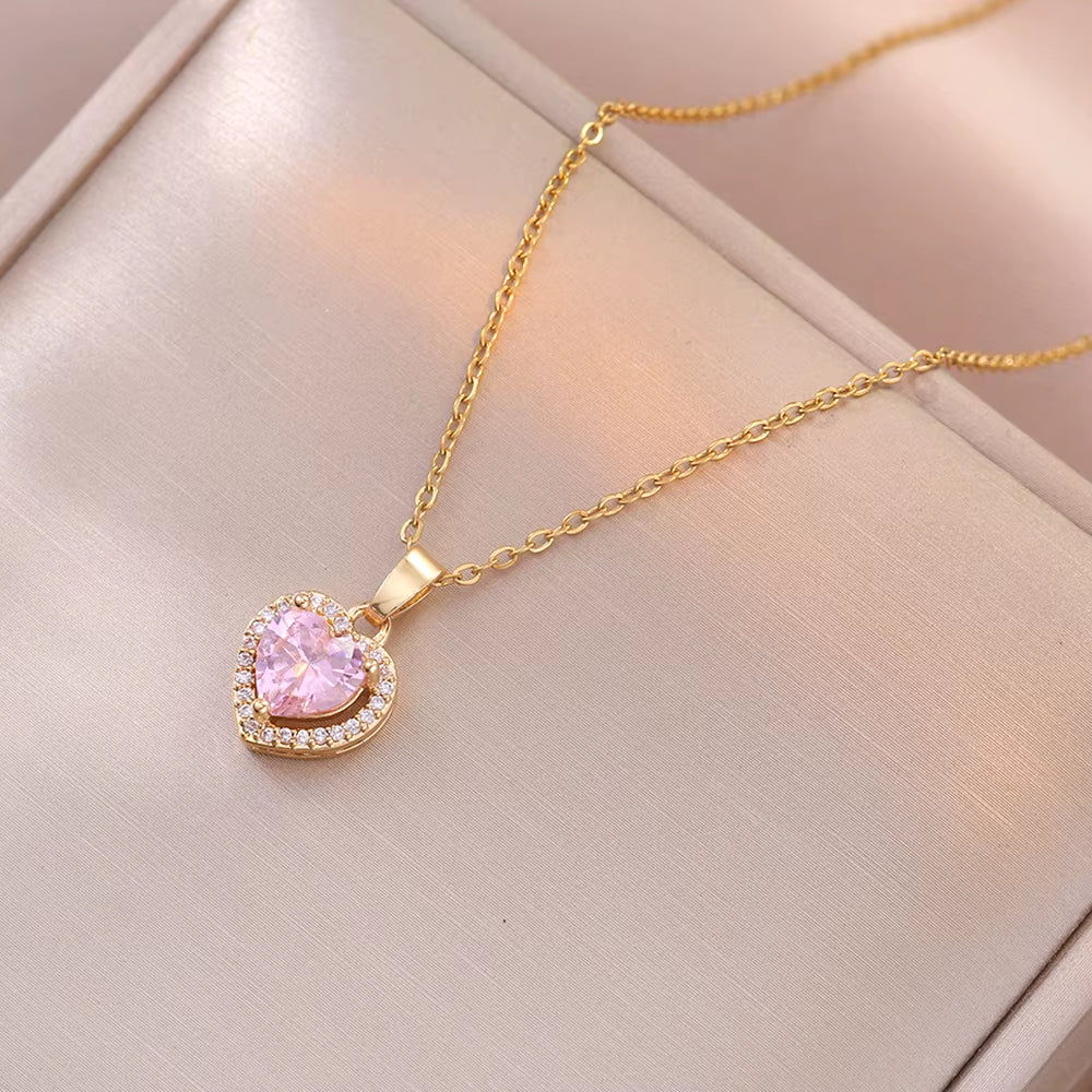 Pink Heart-Shaped Necklace for Women ( Standard Delivery )