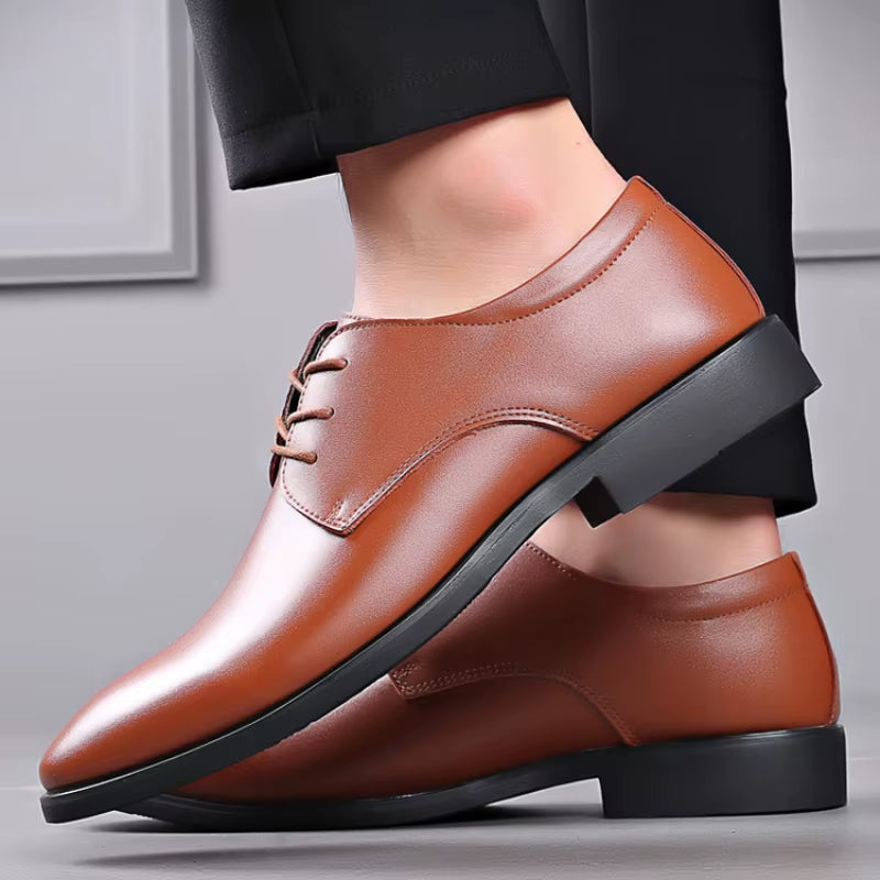 Men's New Business Leather Shoe Pointed Toe Shallow High Heel Shoe ( Standard Delivery )