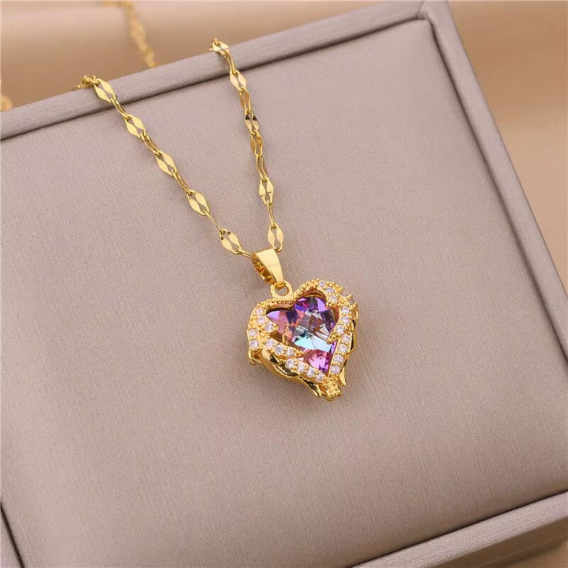 Crystal Ocean Heart Necklace for Women ( Standard Delivery )