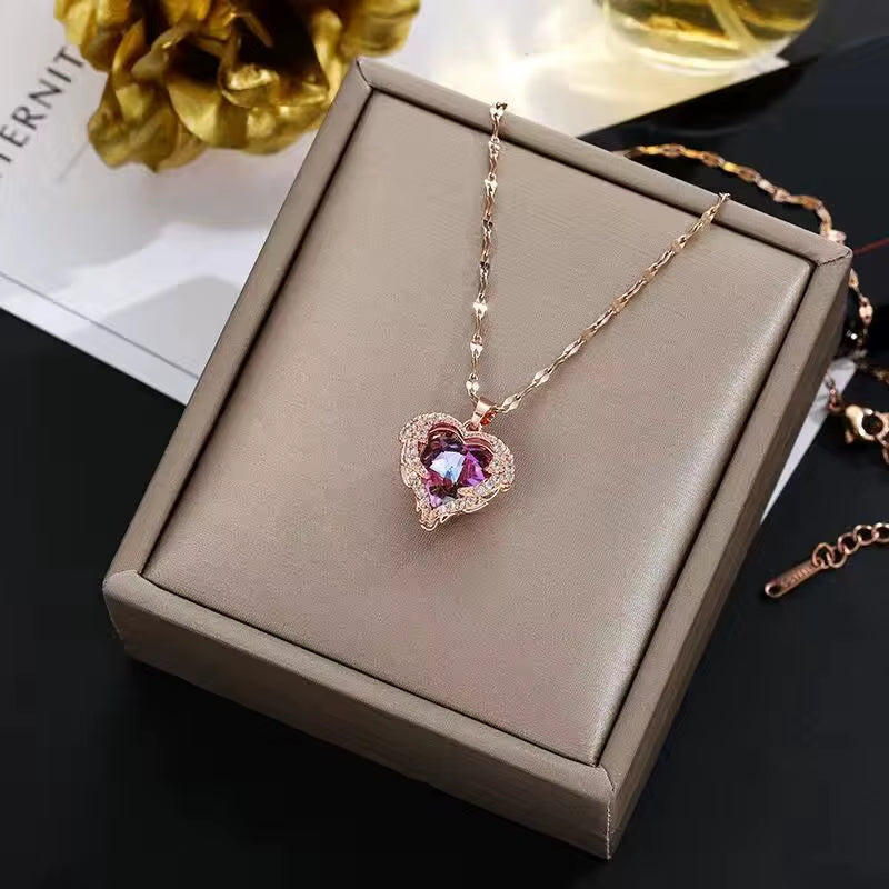 Crystal Ocean Heart Necklace for Women ( Standard Delivery )