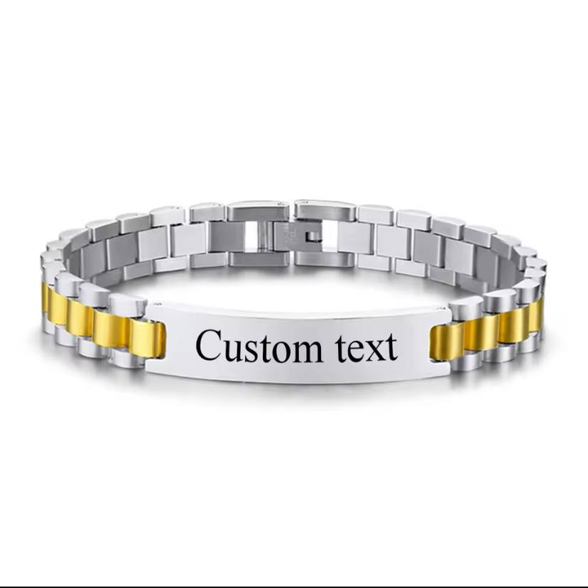Customized Text Men Stainless Steel Bracelet ( Standard Delivery )