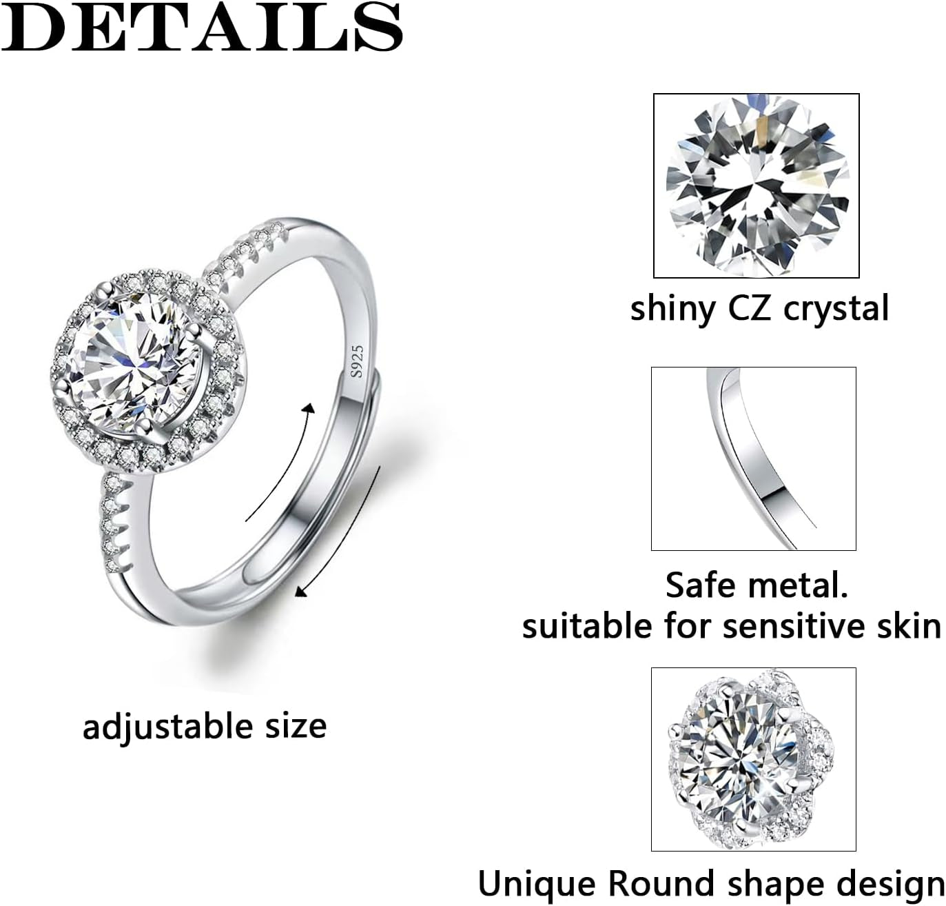 Moissanite Adjustable Engagement Ring ( Usa Express )