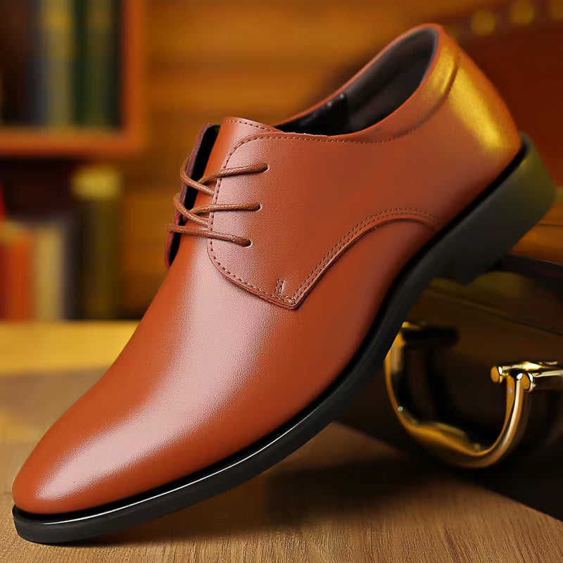 Men's New Business Leather Shoe Pointed Toe Shallow High Heel Shoe ( Standard Delivery )