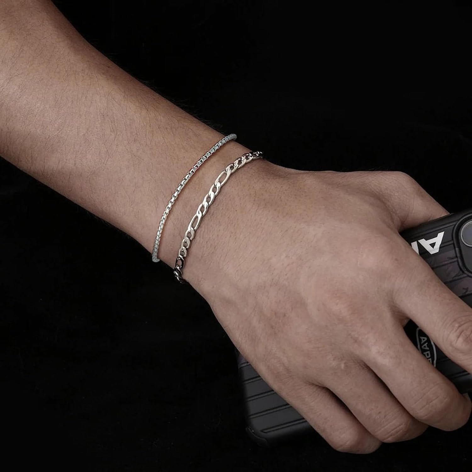 Silver Layered Chain Bracelets for Men ( Usa Express )