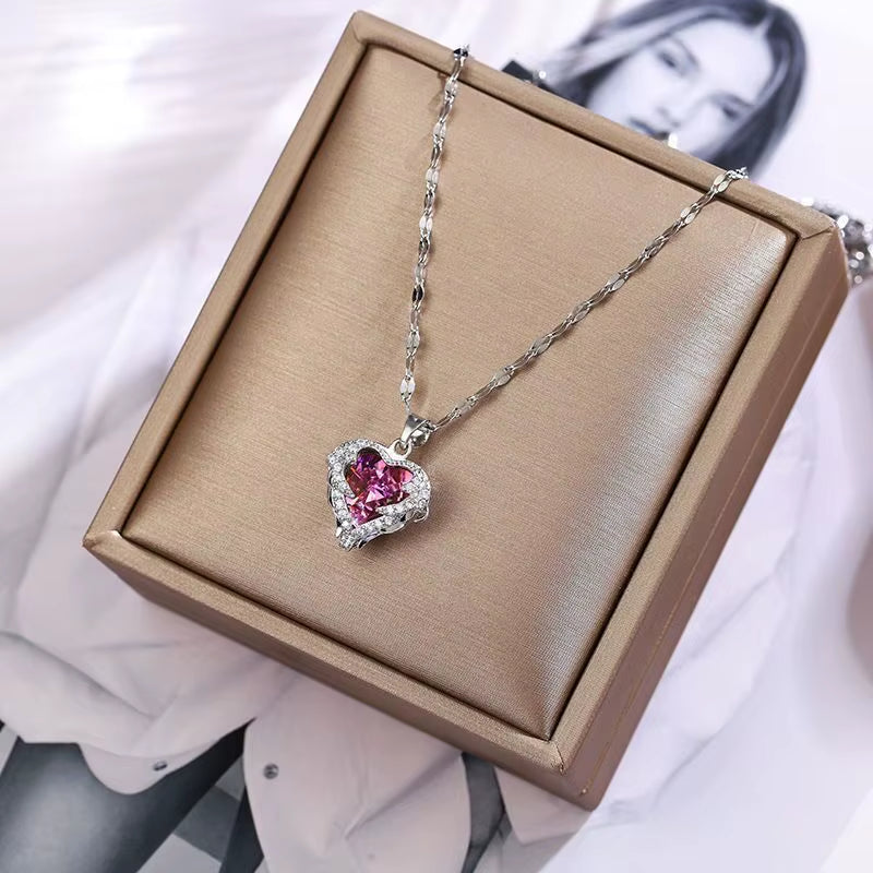 Crystal Ocean Heart Necklace for Women ( Standard Delivery )